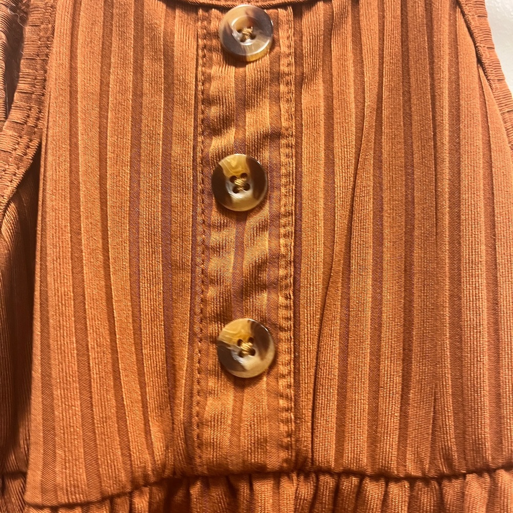 Rust Orange Button-Front Dress - Picture 2 of 3